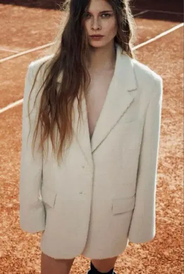 ZARA 인조 모피 블레이저 에크루 M-L