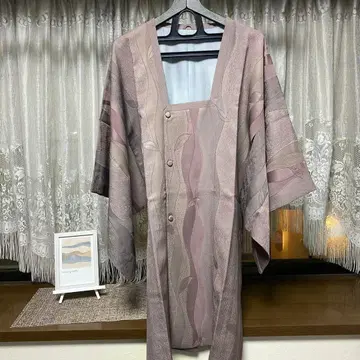 가격 인하 가능 도행 순수 실크 새상품급 연보라 심플 세로 무늬