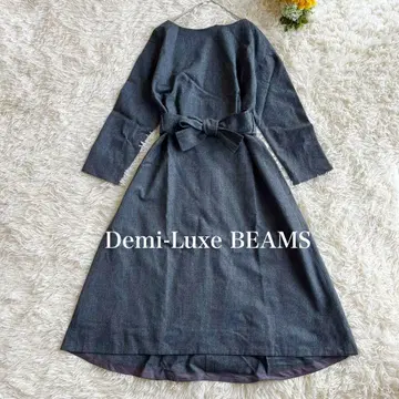 데밀크 빔즈 원피스 울 허리 리본 플레어