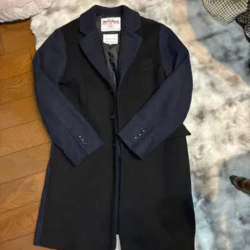 해리스 트위드 다크 네이비 체스터 코트