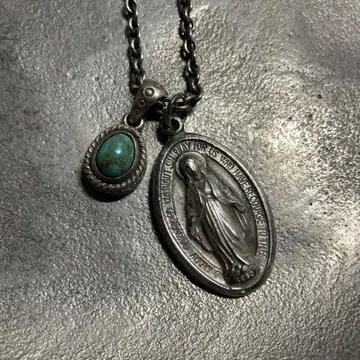 터콰이즈 성모 마리아 실버 목걸이