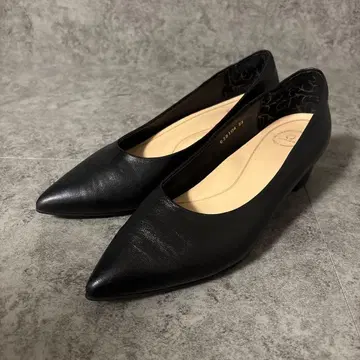 히미코 HIMIKO 가죽 펌프스 23cm 청키힐 포멀