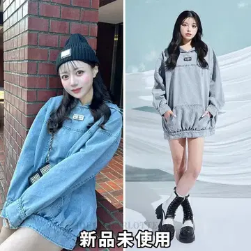 다리치 darich DD 로고 데님 후디 미니 원피스 BLU