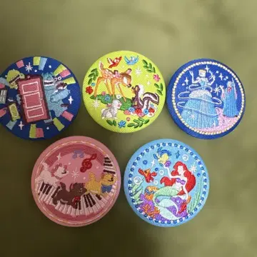 디즈니 자수 캔뱃지 비스켓 5개 세트