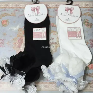 시마무라 마시로 아리스 토끼 귀 삭스 토끼 귀 양말 레이스 크루 기장