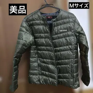새상품급 컨버스 (CONVERSE) 노카라 다운 자켓 다크 그린 계열