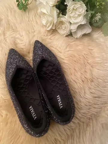 VIVAIA 블랙 글리터 스틸레토 펌프스 35