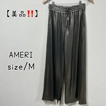 [ 새상품급 ] AMERI 와이드 팬츠 M 메탈릭 광택 허리밴딩 루즈핏