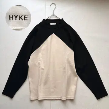 HYKE 하이크 바이컬러 절개 상의 일본제 사이즈 1 화이트 블랙