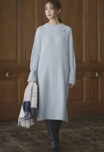 쿠미쿄쿠 리브 편직 긴팔 니트 원피스 사이즈 2 ( M )