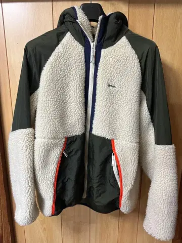 ZARA 남성용 보아 플리스 자켓 올리브 그린/화이트 M