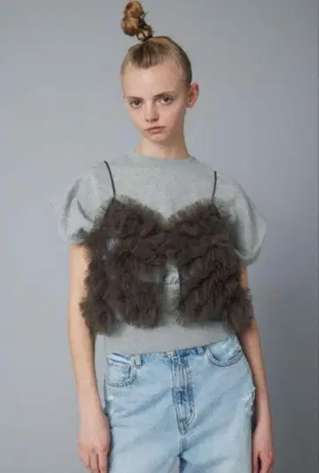 HeRIN.CYE 메니 프릴 뷔스티에 그레이