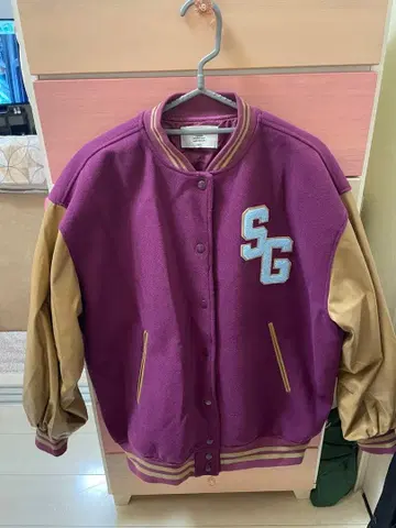 Jouetie 바시티 자켓 퍼플 베이지