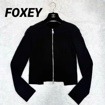 [새상품급] 폭시 니트 자켓 리브 지퍼 가디건 38