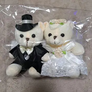 곰 봉제 인형 신랑 신부 페어 (웨딩 사양)