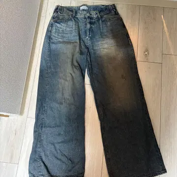 RAGEBLUE 데미지 가공 와이드 데님 팬츠