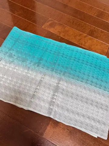 하운드투스 패턴 순수 실크 오비 장식 천 터콰이즈 블루