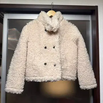 아이보리 보아 자켓 더블 브레스트 S 사이즈