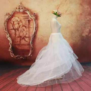 웨딩 파니에 트레인 화이트 튤