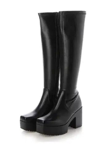 통굽 롱 부츠 블랙/BL