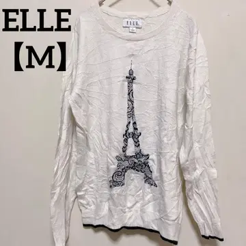 ELLE [ M ] 에펠탑 자수 긴팔 니트 화이트
