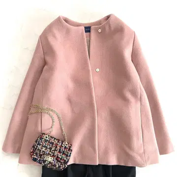 쉽스 SHIPS 노카라 숏코트 핑크 40 L 울 플레어