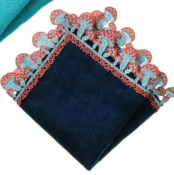 치카자와 레이스 독버섯 네이비 타월 손수건