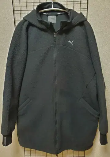 PUMA 플리스 후드티 블랙 깊은 포켓 후드 L 사이즈
