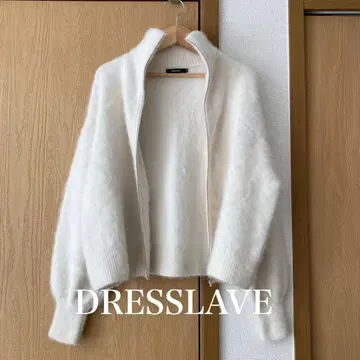 DRESSLAVE 복슬복슬 폭스 캐시미어 지퍼 블루종 화이트