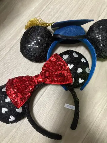 미키 귀 머리띠 (스팽글, 졸업 모자 포함)