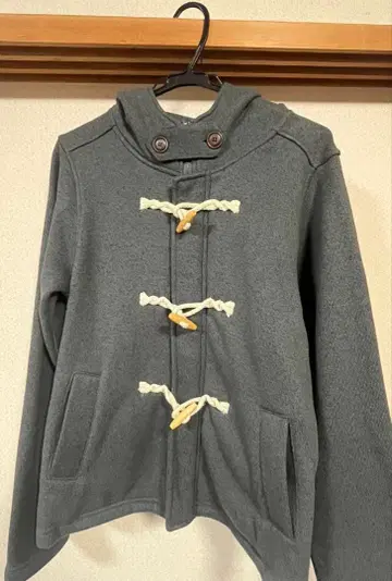 그레이 더플 코트 후드 부착