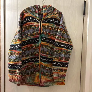 ARTESANIA 손뜨개질 컬러풀 집업 니트 후드티 S