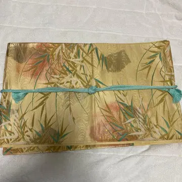 골드 컬러의 대나무 무늬 후쿠로 오비 오비끈 세트