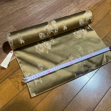 쇼와 레트로 옷감 기모노 다이묘 패턴 브라운 실크 원단