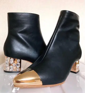 부티 숏부츠 비쥬 반짝이는 스톤 블랙 검정 가죽