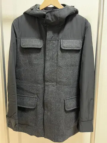 유니클로 +J 울 다운 자켓 블랙 x 차콜 그레이 사이즈 L