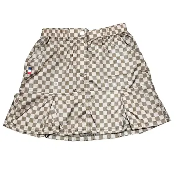 마리끌레르 골프 충전솜 플리츠 스커트 L 브라운 계열 체크 무늬 패턴