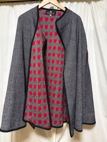 MARTINE 판초 귀여운 쇼와 레트로 사과 패턴