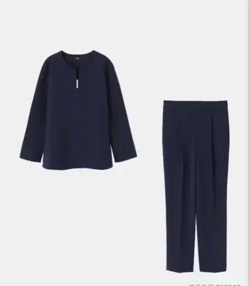 새상품급 PLST 모조 진주 플럼 블라우스 셋업 네이비 s