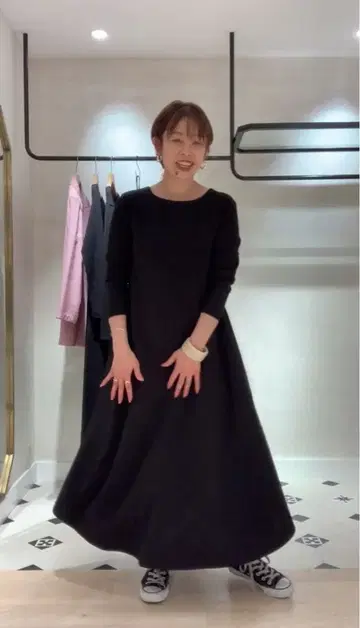 새상품급 omekashi 베스트셀러 Onf 컷 조젯 드레스 블랙