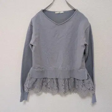 [ index ] 그레이 V넥 레이스 긴팔 니트 [ M ]