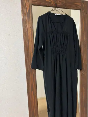 블랙 셔링 롱 원피스