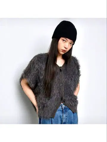 완판 NOMINE 손세탁 가능 샤기 롱베스트 니트 베스트 가디건 그레이