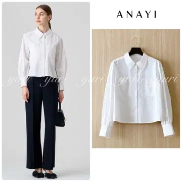 [ 1073 ] 아나이 컴팩트 코튼 자수 카라 블라우스 화이트 38