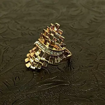 빈티지 지르코니아 앤티크 골드 레트로 반지 20호