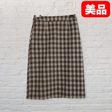 체크 타이트 스커트 S 안감 포함 백 슬릿 가을/겨울