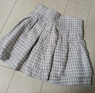 미셸 마카롱 체크 무늬 플리츠 스커트