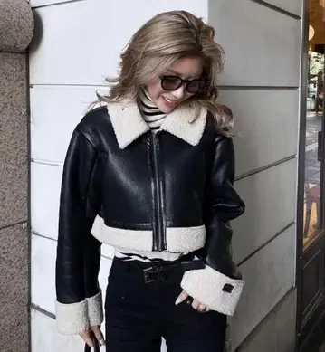 diante 크롭 무스탕 코트