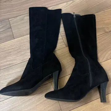 블랙 스웨이드 롱 부츠