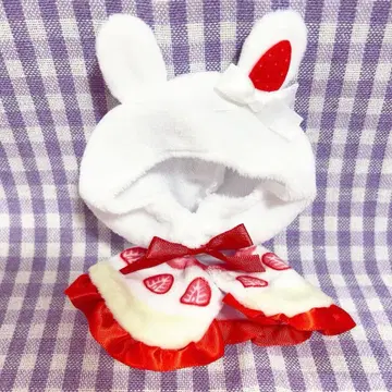 옷 갈아입는 판초 숏 케이크 토끼 딸기 리본